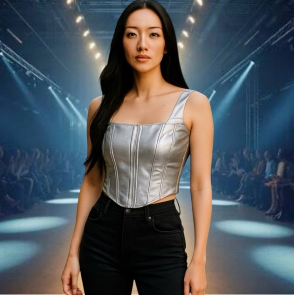 NWT - Japna Silver Crop Top
